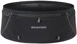 Build & Fitness LITEBELT Ultra Zipper Running Belt – Light, Reflective, Waist Belt. YKK Zip Phone Holder, 5 Top Loading Pockets for Gels, Water Bottle & Key Clip – Hands-Free Running – XS-XL Sizes