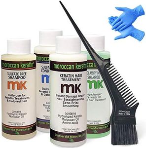 Moroccan Keratin Most Effective Brazilian Keratin Hair Blowout Straightening Smoothing Hair Treatment Instant Professional Results Salon Formula Complete kit 120ml X4 and application tool