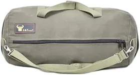 Waxed Canvas All Purpose Military Style Duffle Bag, 24-Inch, Water-Resistant, Adjustable Strap, Fully Lined, Double Zipper Closure, heavy Duty, Olive Green