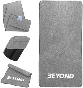 Beyond Gym Towel with Zip Pocket Cotton, High Absorbent for Crossfit Weightlifting and Running Grey