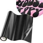 JAVIGA 3D Puff Vinyl Heat Transfer for T-Shirts, 10" x 3ft Black Iron on Vinyl Roll for Cricut, All Cutting Machine and Heat Press, Black HTV Vinyl for Cloth, DIY Fabrics Heat Vinyl Design