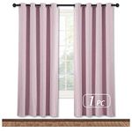 NICETOWN Pink Curtains for Preteen Children - Blackout Curtain Panel Light Filtering Window Treatment for Nursery Room (1 Pc, 52 x 72 Inches)