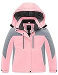 ZSHOW Girls' Waterproof Ski Jacket Winter Hooded Windproof Snow Coat(Coral Pink,14/16)