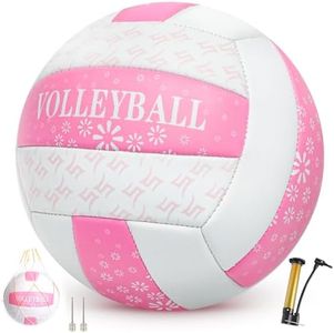 Pink Volleyball Size 5, Official Size Volley Ball with Pump for Womens, Girls, Mens, Youth, Teen and Adult, Soft Volleyball Ball for Outdoor Indoor, Beach, Swimming Pool, Water and Sand