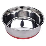 Home Bargains Stainless Steel Water & Food Feeding Pet Bowl with 100% Silicon Bonded Rubber Base | Bowl for Dogs and Cats - 2100 Ml (3QT), Red