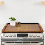 Lobel Home Bamboo Noodle Board Stove Cover with Handle - Wooden Stove Top Cover with Anti-Slip Silicone Mat - Stove Burner Covers for Electric Stove Top, Gas Stove, and More, (29.9"L x 21.6"W x 1.8"H)