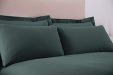 Charlotte Thomas Poetry Plain Dye 144 Thread Count Bottle Green King size Duvet Cover Set