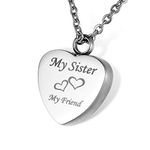 HOUSWEETY Cremation Jewellery Stainless Steel My Friend Heart Urn Necklace BFF Family Pendant - Memorial Ash Keepsake