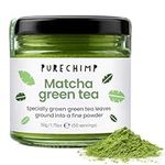 Matcha Green Tea Powder (Super Tea) 50g by PureChimp | Ceremonial Grade From Japan | Pesticide-Free | Recyclable Glass Jar & Aluminium Lid