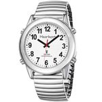 Hearkent Atomic American English Talking Watch Speaks Clear and Loud Time, Date and Alarm time Stretch Band is Best Gift for Senior,Visually impaired, or Blind People, silver, TALKING