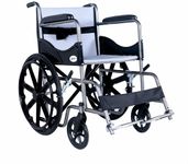 Asmofit Premium Folding Wheelchair with Safety Belt & Washable, Removable Grey Mesh Cover | 23-inch Solid Mag Wheels - Ideal for Senior Citizens, Disabled Persons | Weight Capacity 100 KG (Unisex)