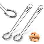 2 Pack Stainless Steel Mini Whisks Spring Coil Wire Egg Beater, Handheld Small Egg Whisk Beater Manual Hand Whisker for Coffee Sauce Milk Mixing