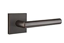 EMTEK Square Rosette Privacy Set with Matching Finish Stuttgart Lever - Choice of Left/Right Handing and 7 Finishes - 5210STURHUS10B - Right Handed (RH) - Oil Rubbed Bronze (US10B)