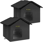 Rest-Eazzzy Cat House for Outdoor Cats, Weatherproof and Insulated Feral Cat House with Mat and Clip, Easy to Put Together, Selfwarming Cat Shelter for Winter, Never Blow Away (Black, House X 2)
