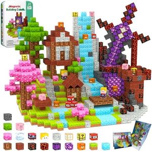 iLacven Magnetic Blocks Travel Magnetic Building Blocks Cubes - 200 PCS Tin Box Magnet Toys Set STEM Educational for Kids Ages 3 4 5 6 7 8 9 10 11 12 Year Old Boys Girls Gifts Birthday Christmas