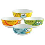 Clay Craft Ceramic Happiness Is Snack/Cereal Bowl, Multicolour, Set Of 4, 300 ML
