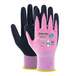 KAYGO Latex Coated Work Gloves for Women Breathable, 3 Pairs Recycled Polyester Gardening Gloves, Eco Friendly Safety Yard Work Gloves for Ladies, KGE19L (Pink, X-Small)