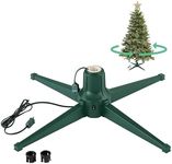 Home Heritage 360-Degree Rotating Christmas Tree Stand for Trees Up to 7.5 ft, Metal, Green