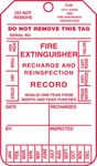 Accuform Signs MGT210CTP Fire Extinguisher Tag, Legend"FIRE Extinguisher Recharge and Reinspection Record", 5.75" Length x 3.25" Width x 0.010" Thickness, PF-Cardstock, Red on White (Pack of 25)