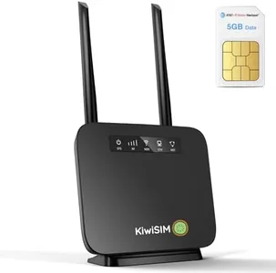 KiwiSIM 4G LTE WiFi Router with 5GB Data Card, Portable Modem WiFi Router, 300Mbps WiFi, Supports Verizon, AT&T and T-Mobile, 3000mAh Battery, WiFi Mobile Hotspot Router for Home/Office/RV/Camping