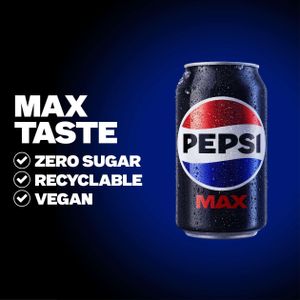Pepsi Max No Sugar Soft Drink, 24 x 330ml Cans