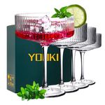 YOUKI Cocktail Glasses, Martini Glasses Set of 4, Margarita Glass, Espresso Coupe Cocktail Glasses, Long Stem Glassware, Wine Drinking Party Coupe Glass Set(10oz/300ml) (4 Pcs)