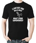 Witty Fashions I Can Fart and Walk Away - What's Your Superpower ? - Funny Sarcastic Novelty Tee - Mens Tshirt (Black, X-Large)