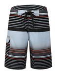 unitop Men's Board Shorts Summer Holiday Striped Swimwear Quick Dry Gray3 28