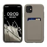 kwmobile Case Compatible with Apple iPhone 11 Case - TPU Phone Cover with Credit Card Holder - Light Grey Matte