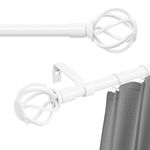 GSBLUNIE White Curtain Rods for Windows 48 to 88 inch with Cage Finials, 5/8"" Diameter Decorative Curtain Rod Set with Brackets, Splicing Adjustable Curtain Rods for Bedroom, Living Room