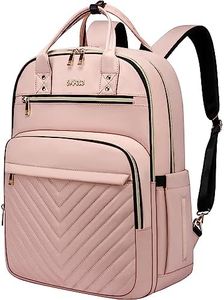 College Bookbag,17.3 Inch Laptop Backpack Women, Anti Theft Business Bagpack with USB Port, Water Resistant Travel Large Capacity Pink Computer Backpacks for Work