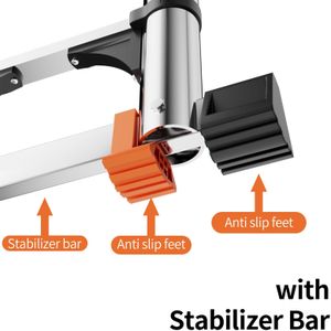 3.2M Telescopic Ladder – Stainless Steel Loft Ladder with Stabilizer Bar & Hooks