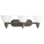 Progress Lighting P3163-20 3-Light Wall Bracket with White Etched Glass, Antique Bronze by Progress Lighting