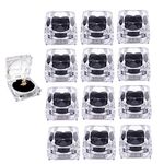 12 pcs Clear Crystal Ring Gift Boxes, Earrings Jewelry Storage Box Acrylic Display Organizer Case for All Kinds of Ring Earrings Velvet Insert Black, 45 x 45 x 43 mm