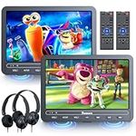 NAVISKAUTO 10.1" Dual Car DVD Players with HDMI Input, Rechargeable Battery, Portable DVD Players Support USB/SD Card, Play a Same or Two Different Movies (2 x DVD Player + 2 x Headphones)