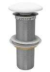 JAGGER JAG132 Brass Stainless Steel Wash Basin Waste Popup Sink Coupling with Full Thread Glossy Finish Corrosion Resistant For Home/Office/Bathroom ([ 3" INCH ], WHITE CERAMIC, 1)