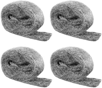 Shineboc Steel Wool Mice Control, 4 Pack of 3.1" x13 Ft #3 Steel Wool Roll Gap Filler for House Garage Garden, Keep Mice Away from Holes Siding Pipeline Vents Wood Metel Polishing, Extra Coarse