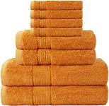 Raymond Clarke 8-Piece Bamboo Cotton 600 GSM Luxury Bath Towel Set for Bathroom, Two Bath Towels, Two Hand Towels & Four Washcloths (Orange)