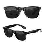 Mens Wayfarer Polarized Sunglasses for Womens UV 400 Protection Black Lens Glossy Black Frame 54MM,by LUENX with Case