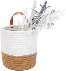 Wall Hanging Storage Baskets - Small Cotton Rope Woven Closet Storage Bins-Shelf Basket Organizer for Plants, Towels,Toys - 6.3" x 7"