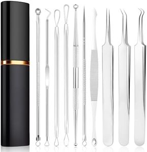 LOPHE Extracteur Points Noirs Professionnel - Kit 10-en-1 Tire Comedon pour Retire Comédons, les Boutons et les Pustules - Kit Extracteur en Acier Inoxydable avec Boite - Soin Visage à Domicile