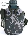HNJZX Camouflage kettle,Titanium Military Canteen Cups,Aluminum Military Canteen Water Bottle,Army Style Water Bottle Canteen,with Cover Bag for Camping Hiking Backpacking Hunting (Woodland Camouflage)
