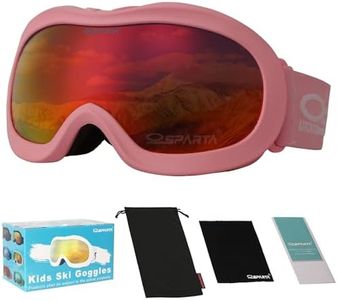 OUTDOOR SPARTA kids Ski Goggles (3. Pink Frame, Full Lens Mirrored Red)