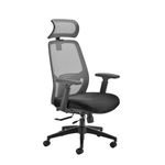 Office Hippo - Black Ergonomic Mesh Office Chair With Lumbar Support. Adjustable Desk Chair With Reclining Back & Seat, Headrest And Comfortable Padded Slide Seat Cushion For Leg Support