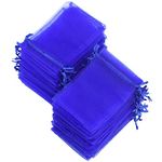 FiveSeasonStuff Organza Wedding Favours Gift Bags Jewellery Birthday Party Baby Shower Arts & Crafts Gift Wrapping Candy DIY Pouches (7cm x 9cm, Royal Blue)