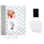 Pearhead Chevron Baby Book with Clean-Touch Ink Pad, Grey