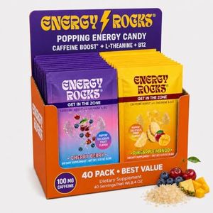 Energy Rocks Popping Caffeine Candy,Fast Acting,100mg Caffeine+L-Theanine