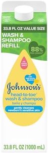 Johnson's Baby Head-To-Toe Gentle Baby Body Wash & Shampoo, Tear-Free & Hypoallergenic Baby Body Wash & Shampoo for Newborn’s Sensitive Skin & Hair, Value Size Wash Refill, 33.8 fl. oz