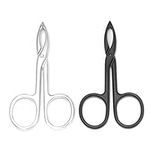 Motanar 2 Pieces Tweezers Scissor Handle Straight Tip Scissor Shaped Eyebrows Tweezers for Hair Plucker Remover Facial Hair Eyebrows Care (Silver and Black)