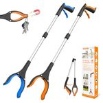 REWKCY 32in/83cm Grabber Reacher Tool 2-Pack, Foldable Reacher Grabber with 360° Rotating Jaw & Magnet, Lightweight Reacher Grabber for Seniors, Grabber Tool Heavy Duty